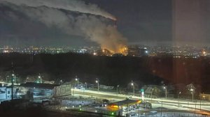 Появились кадры атаки БПЛА на Орёл. Горит Орловская ТЭЦ. 12.01.2026