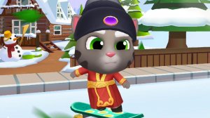 Мультики Бегалки для малышей - Удачливый Том на скейтборде "Сила цветов" Talking Tom Gold Run