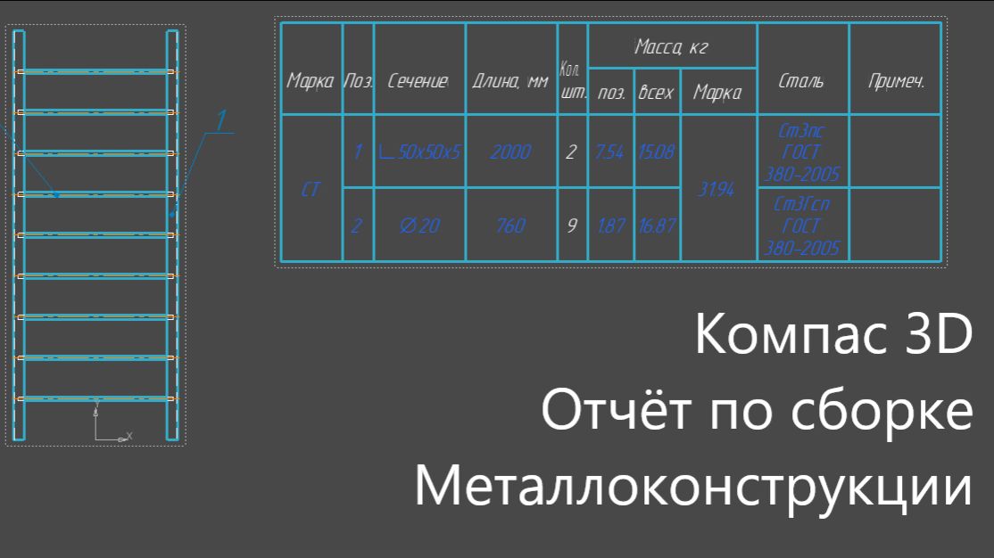 Как создать отчёт по сборке металлоконструкции в Компас 3д смотреть онлайн