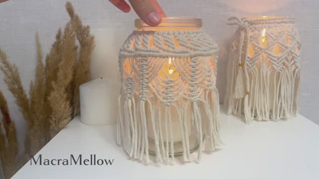 Уютный подсвечник из обычной банки своими руками. Макраме мастер-класс для начинающих. смотреть онлайн