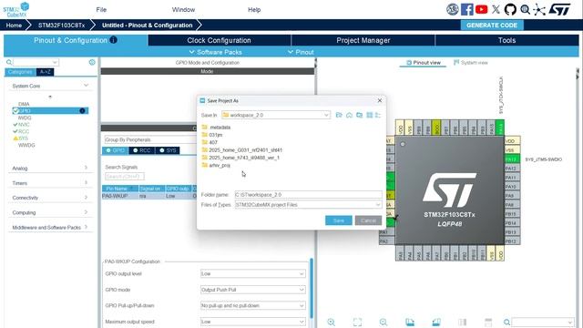 Создание проекта в CUBEMX и CubeIDE 2.x для stm32f103 и моргаем светодиодом смотреть онлайн