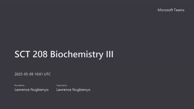 SCT 208 Biochemistry III- Biomembrane Lipids