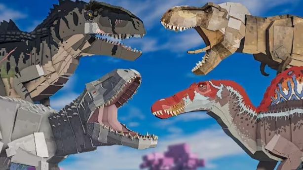 Indominus Rex and Gigantosaurus vs Tyrannosaurus Rex and Spinosaurus! смотреть онлайн