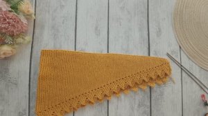 Бактус платочной вязкой ГОРЧИЦА. Можно связать на любой размер..