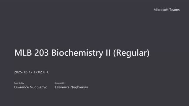 MLB 203 Biochemistry II (Regular): Gene Regulation