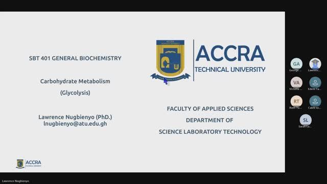 SBT 401 General Biochemistry (Evening): Glycolysis