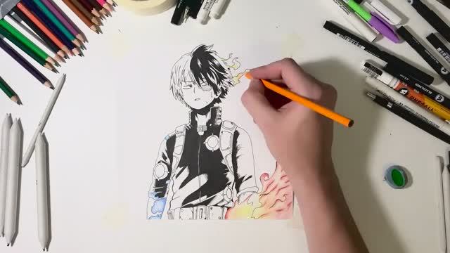 Рисую Тодороки Шото из Моей Геройской Академии. #anime #drawing #animeart #bnha #анимеарт #аниме
