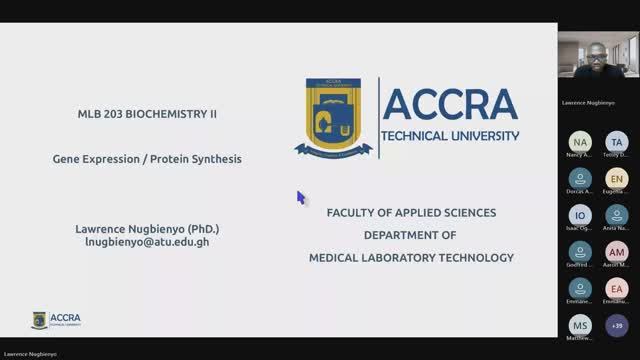 MLB 203 Biochemistry II (Regular): Gene Expression
