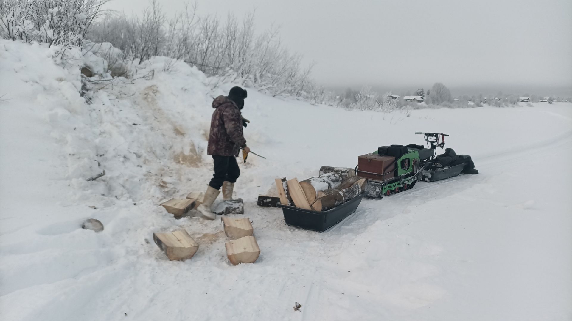 Ездил за дровами железным конем мотобуксировщике . 3 часть .