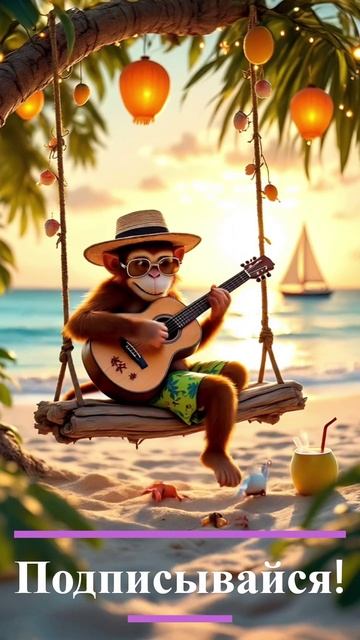Обезьяна играет на гитаре