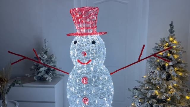 Декоративная светящаяся фигура СНЕГОВИК ОСКАР, акриловые нити, 300 белых LED-огней, 150 см, 4060414