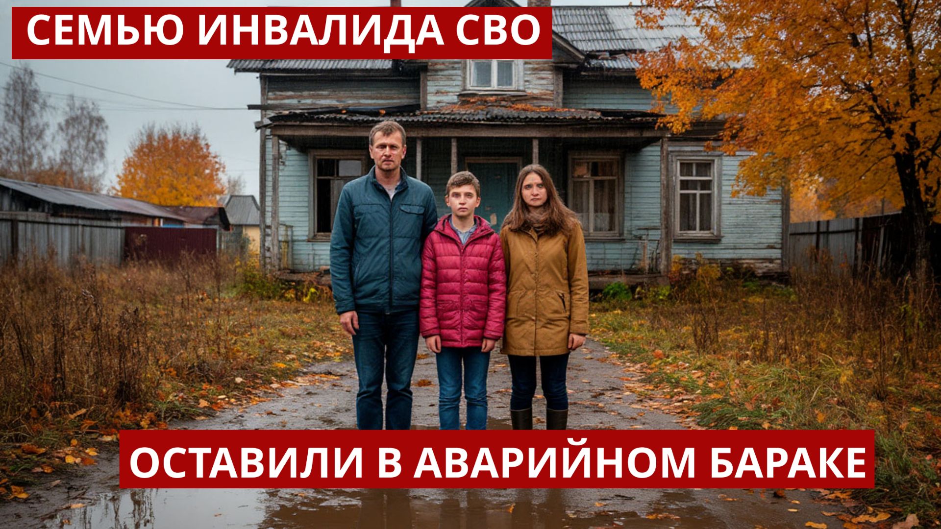 СЕМЬЮ ИНВАЛИДА СВО ОСТАВИЛИ В АВАРИЙНОМ БАРАКЕ БЕЗ УДОБСТВ! смотреть онлайн