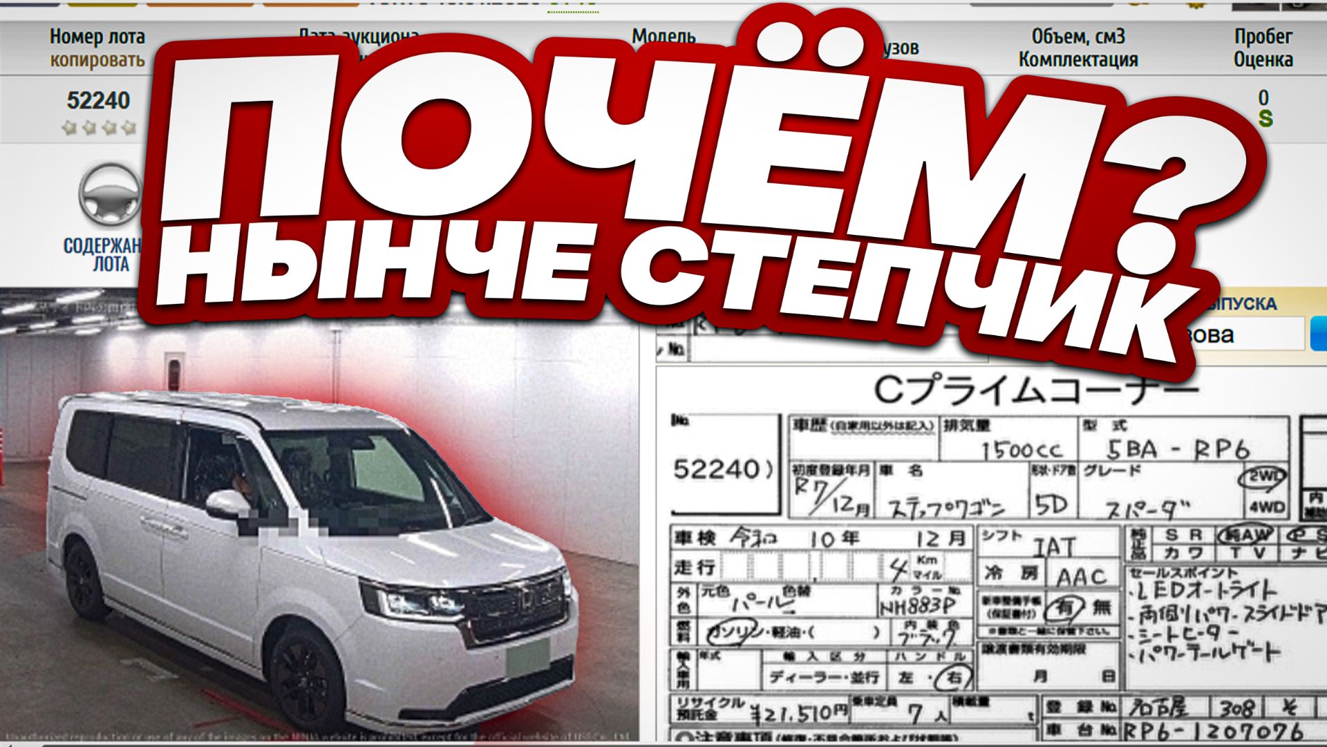 Стоимость нового Honda Stepwgn Spada в кузове RP6. смотреть онлайн