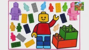 Рисование и раскрашивание желе из строительных блоков Lego Building Blocks-Нарезка