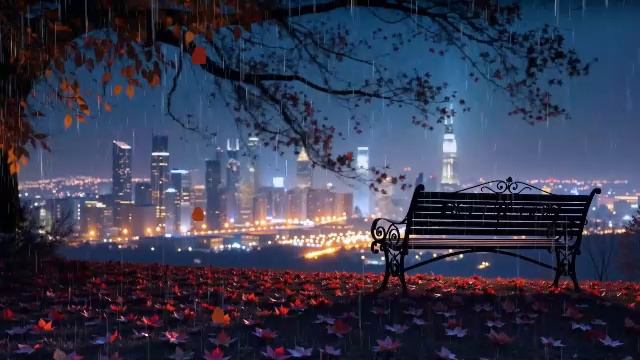 Уютный дождливый вечер в городе. Успокаивающие звуки дождя и города. смотреть онлайн