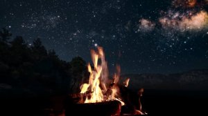 Уютный ночной костёр 🔥 Горение огня и потрескивание дров (БЕЗ МУЗЫКИ)