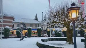 Сильный снегопад в Интерлакене, Швейцария❄️🇨🇭Прекрасный швейцарский город зимой❄️