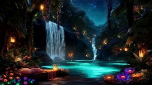 🌴 Тропический лесной водопад • Ночные звуки природы