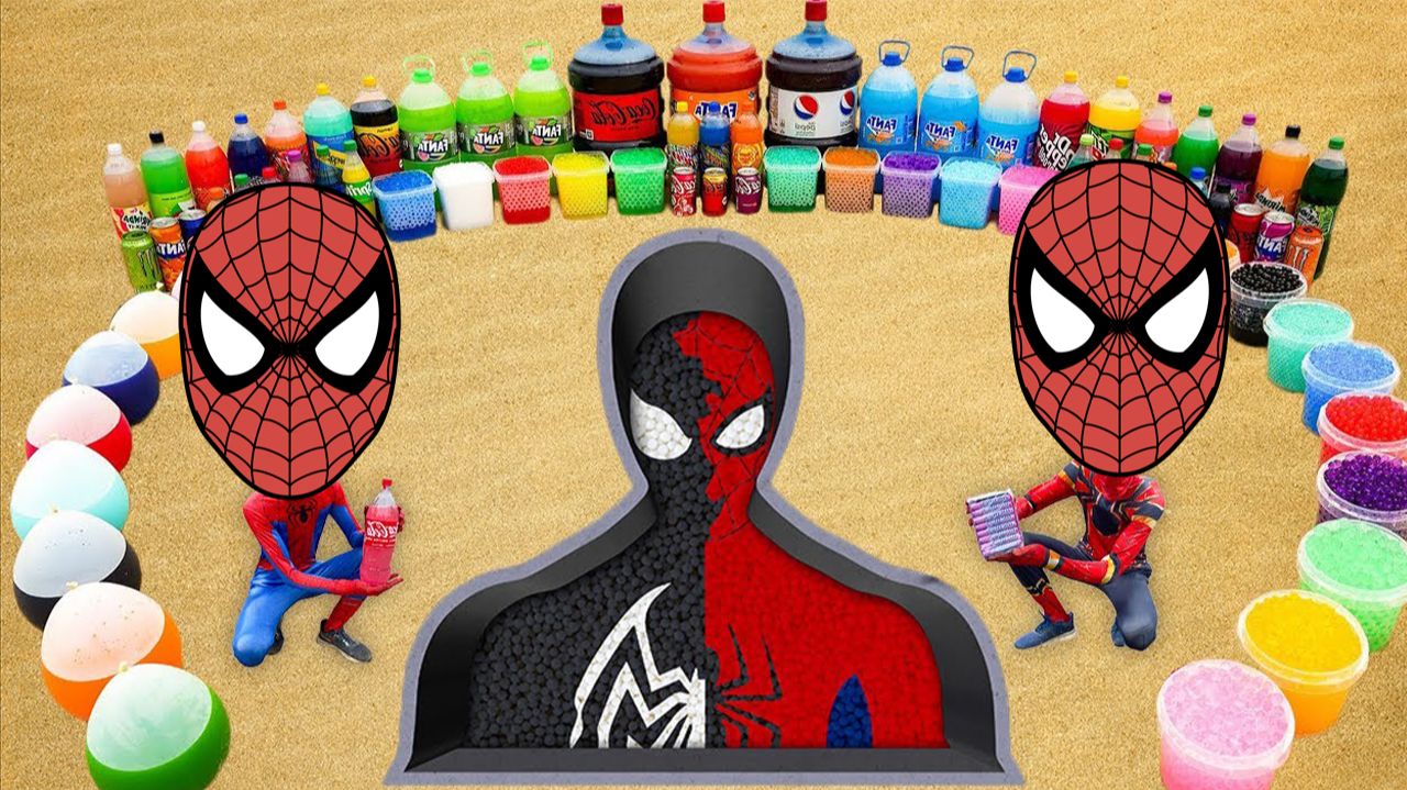 Мультики для детей. Эксперимент с песком. Копаем яму в форме Человека Паука. Мультики малышам смотреть онлайн