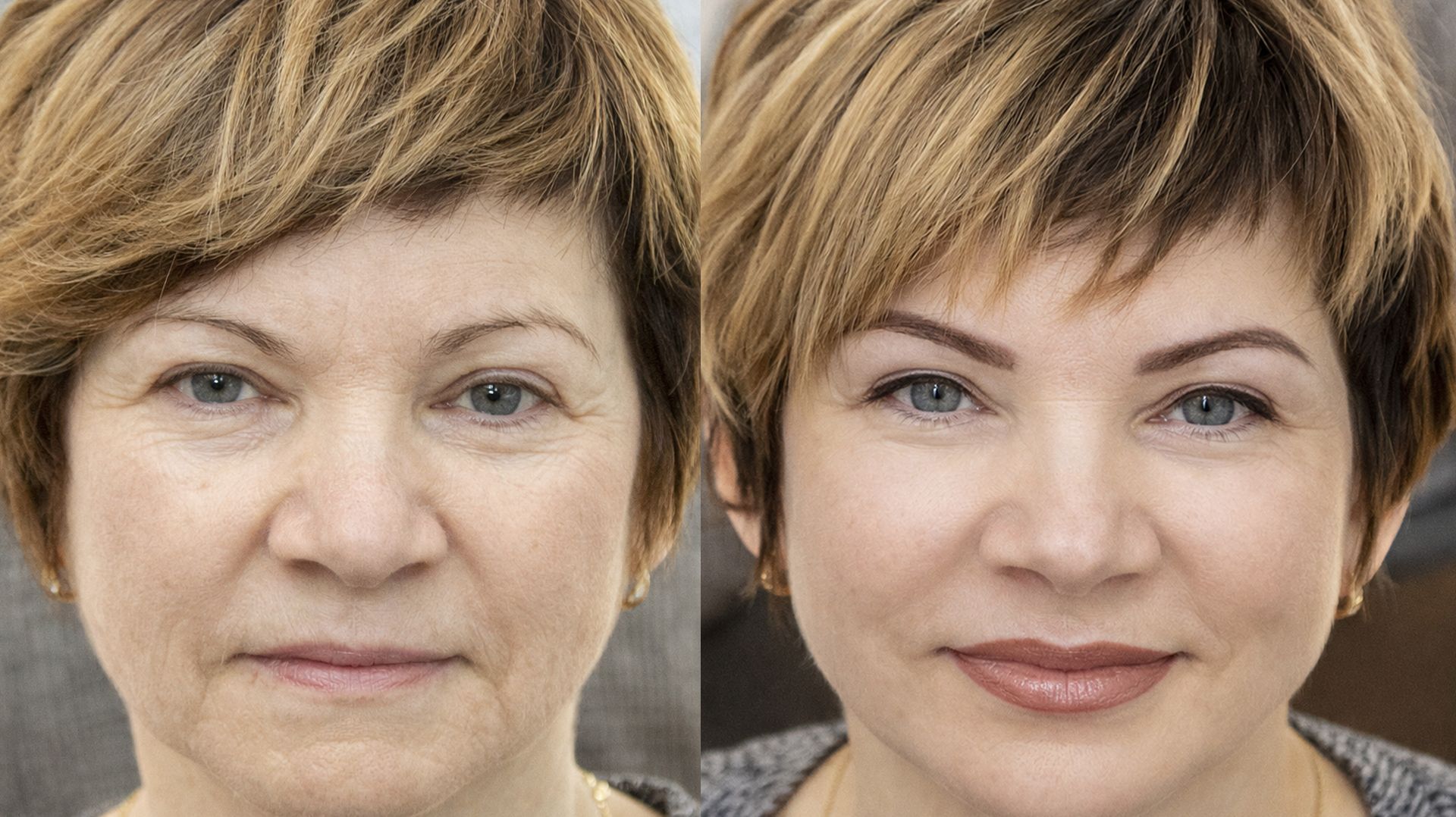 Возрастной. Перманентный макияж трёх зон одновременно. Омоложение. смотреть онлайн