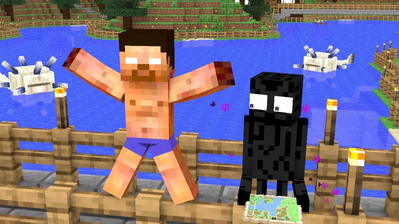 Поиск сокровищ на острове (анимация Minecraft) смотреть онлайн