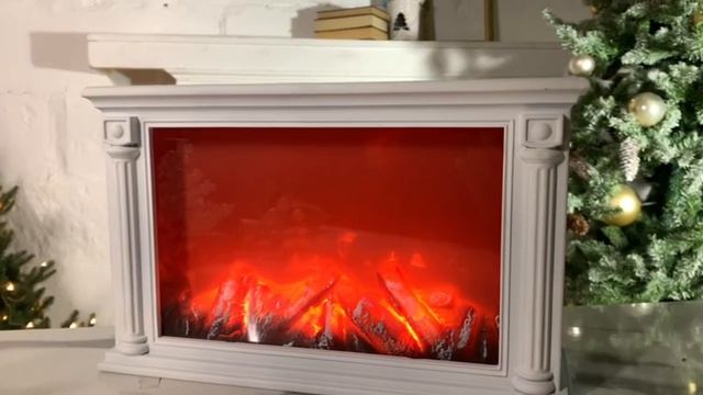 Светодиодный камин КАРРЭ БЛАН с эффектом живого пламени, 33х21 см, батарейки, ADA100400