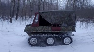 Гусеничный вездеход с двигателем "Ока". Ходовые испытания после модернизации.