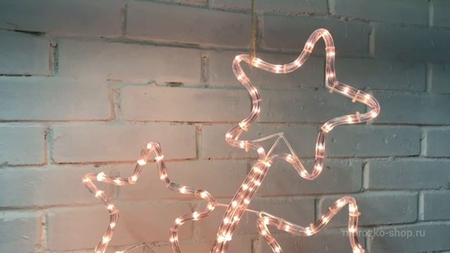 Светодиодное панно СТАРЗ, 216 тёплых белых LED-огней, дюралайт, 72х43 см, уличное, XX8115720