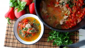 Хашлама по-армянски Густой суп из баранины с овощами