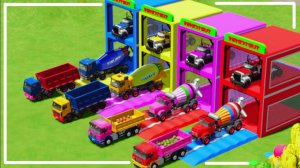 Мультики для детей про машинки. Громкие, яркие грузовики гоняют по трассам до гаража под музыку