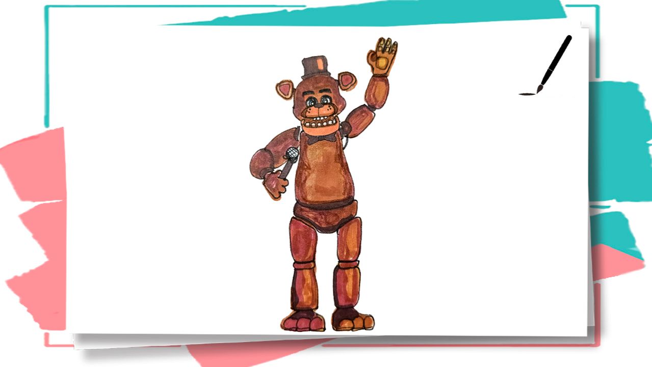 Как нарисовать Фредди FNaF_Рисуем Аниматроника медведя смотреть онлайн