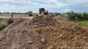 Incredible Getting NEW COMBINE Filling Up Of Team Dozer Shuntu'i & Truck 5T Spreading Into Water