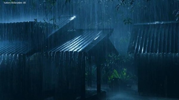 Глубокий сон и избавление от бессонницы под дождь по крыше и гром⚡