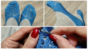 Следки-тапочки из "нулевых" спицами, без швов. Просто и быстро!👌