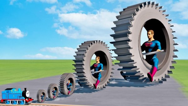 Супергерои и Тачки в колесе-пиле! Молния Маквин!