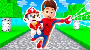 РАЙДЕР СТАЛ ЧЕЛОВЕКОМ ПАУКОМ СУПЕРГЕРОЕМ и СПАСАЕТ ЩЕНЯЧИЙ ПАТРУЛЬ в МАЙНКРАФТ