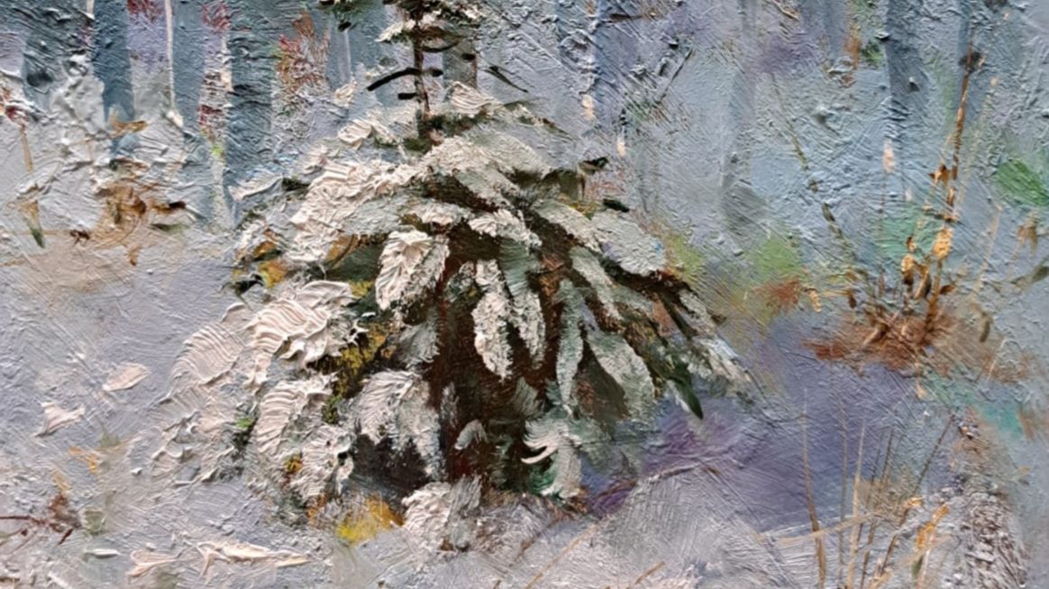 Выпал снег.Живопись маслом смотреть онлайн