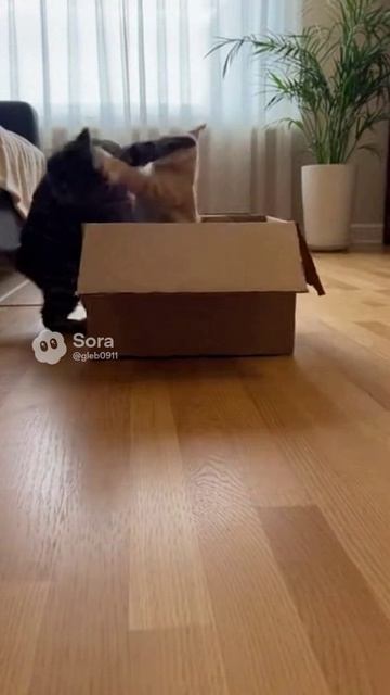 Коты не поделили коробку