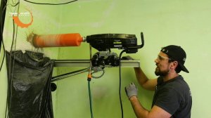 Алмазное бурение отверстий в стене c помощью установки DIAMASTER S-350A