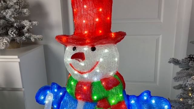 Декоративная светящаяся фигура СНЕГОВИК ЖАК, акрил, 300 белых LED-огней, 100 см, уличный, 4060468