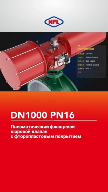 DN1000 PN16 Пневматический фланцевой шаровой клапан с фторопластовым покрытием-NFL