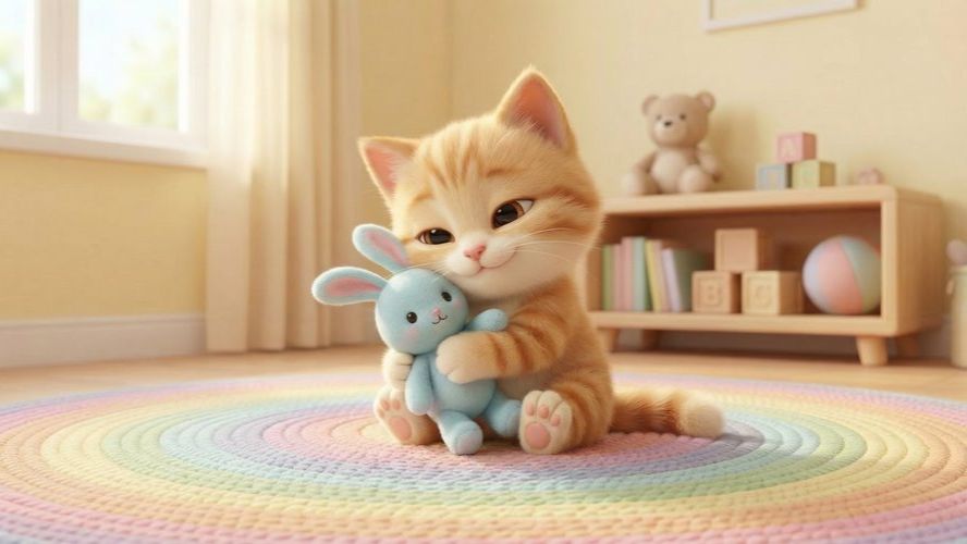 Котик на ковре 🐱 Миу‑миу‑миу – весёлая песенка для детей 2–4 лет | Танцующая песня для малышей смотреть онлайн