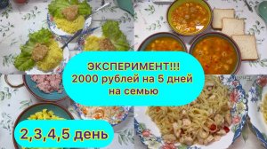 Живём на минималку . 2000 рублей на 5 дней на троих . День 2,3,4,5 ЭКСПЕРИМЕНТ !!!