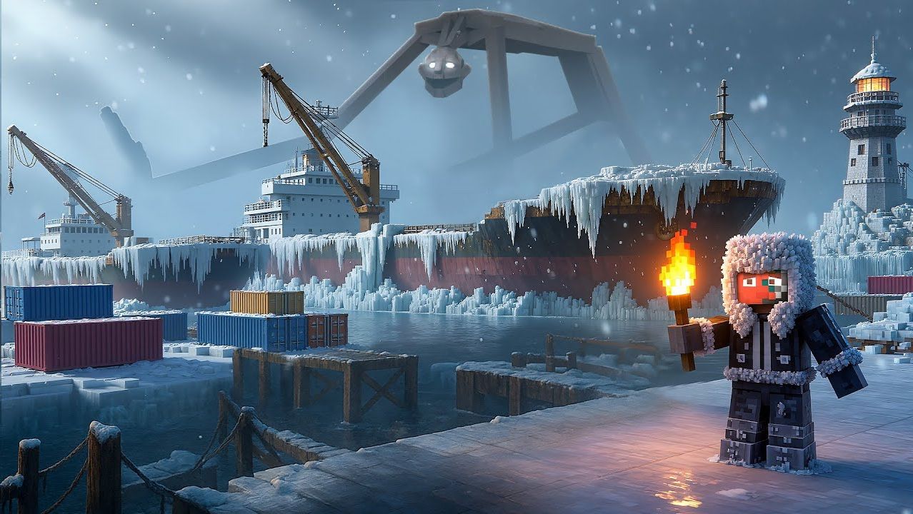 100 ДНЕЙ НА ЗАБРОШЕННОМ ЗАМЕРЗШЕМ ПОРТУ В МАЙНКРАФТ смотреть онлайн