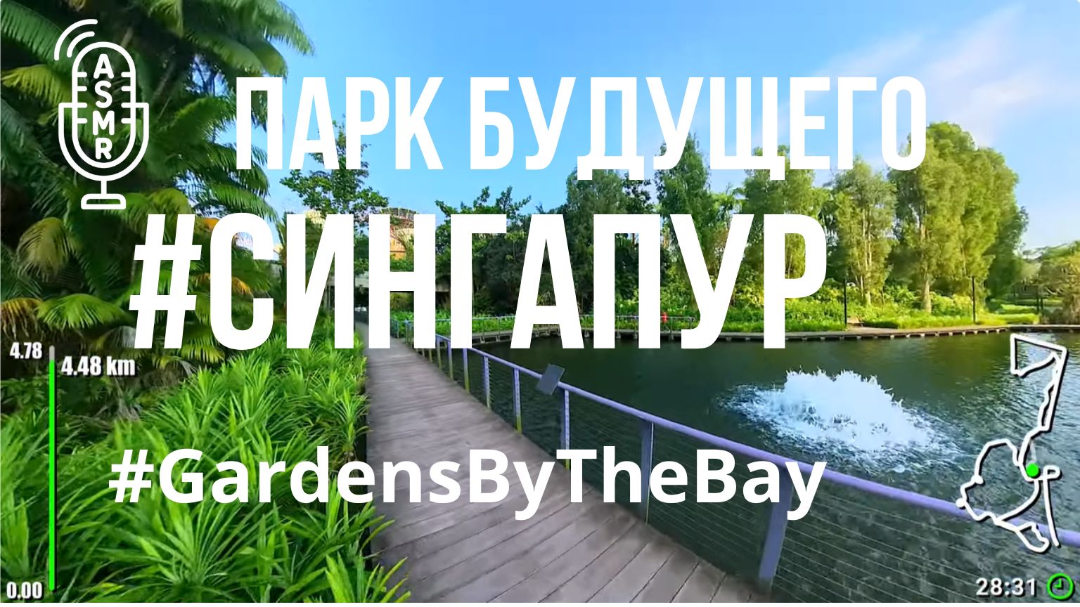 Видео для бега на беговой дорожке с окружающими звуками| Виртуальный бег #Singapore #GardensByTheBay смотреть онлайн