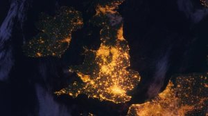 Бесплатное видео футаж, Планета Земля Ночью. Европа, Великобритания. Космос с Орбиты. Ночной Глобус