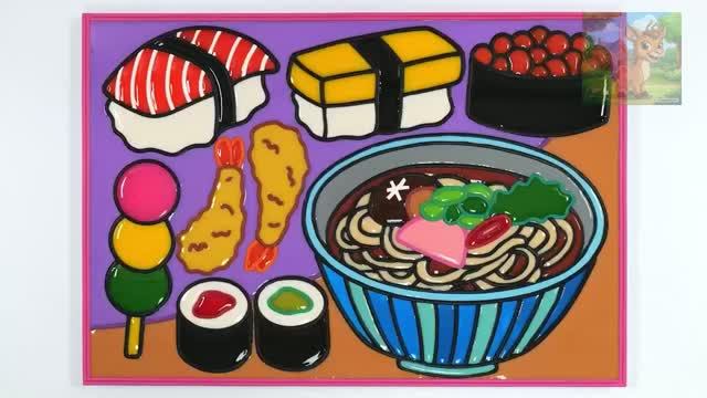 Суши, японская кухня, Раскрашивание и роспись-Крашение суши, Удон-Удовлетворительное видео смотреть онлайн
