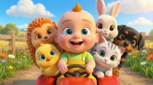 Малыш на тракторе и его друзья | Детская песня для малышей