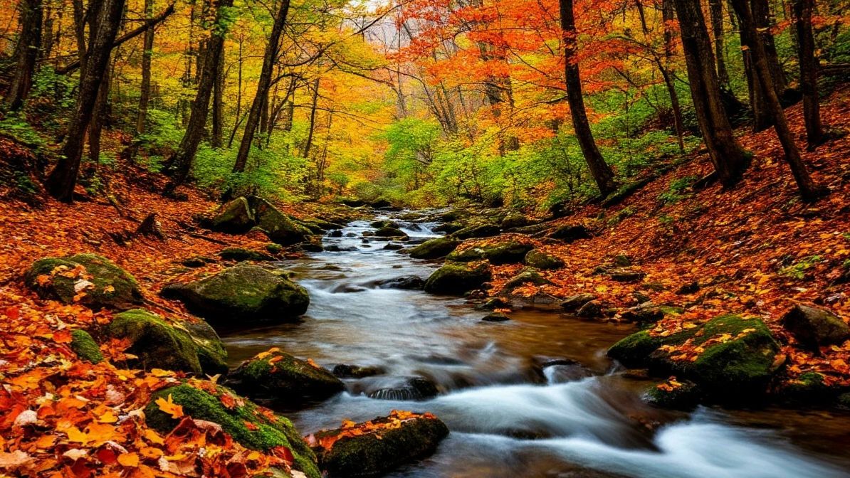 Звуки шелеста листвы и ручья смотреть онлайн