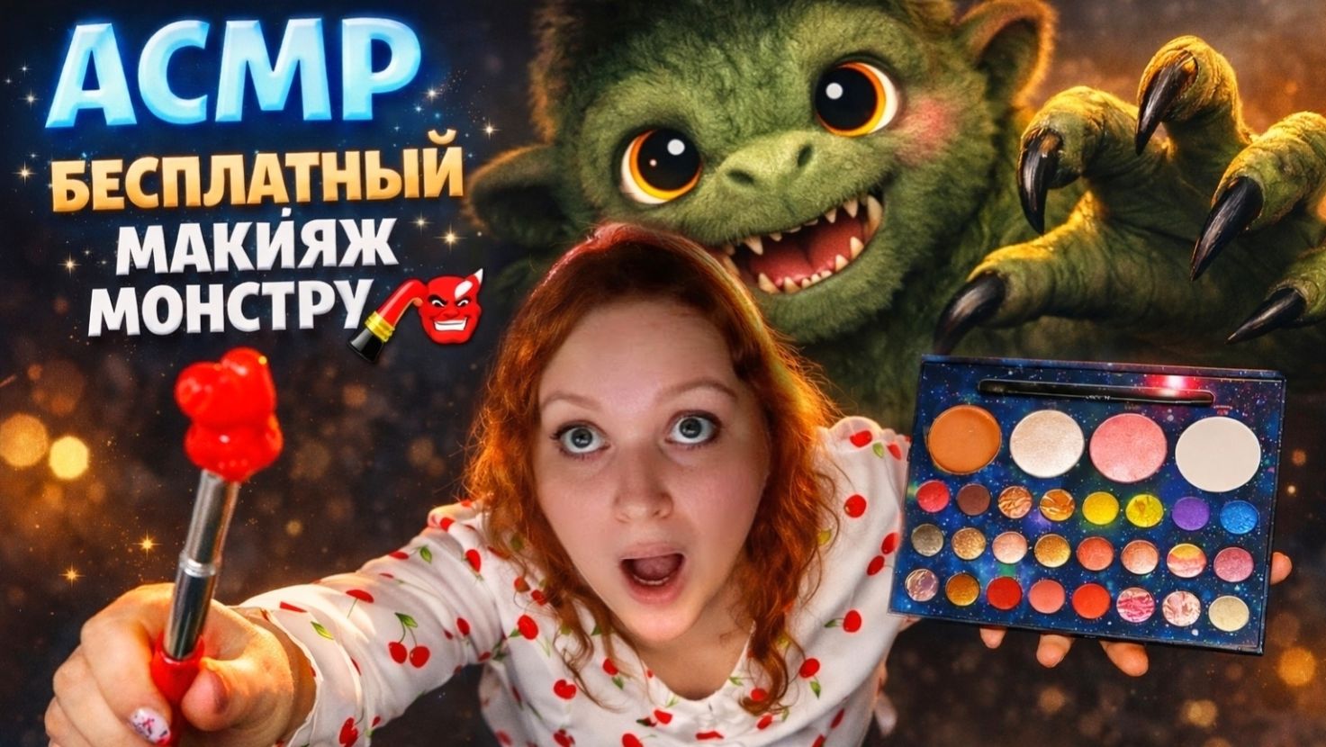 АСМР Бесплатный МАКИЯЖ МОНСТРУ 💄👹 ASMR Makeup for the Monster смотреть онлайн